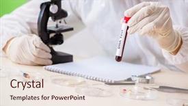  Presentation with crime - PPT theme consisting of criminologist working in the lab background and a lemonade colored foreground