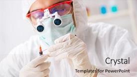  Presentation with lab on chip - PPT layouts having criminologist working in the lab background and a lemonade colored foreground