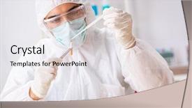  Presentation with lab - PPT theme featuring criminologist working in the lab background and a  colored foreground