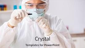  Presentation with lab - Amazing PPT theme having criminologist working in the lab backdrop and a  colored foreground