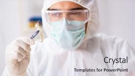  Presentation with young students working in groups - Theme featuring criminologist working in the lab background and a light gray colored foreground