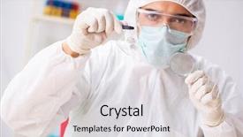  Presentation with lab - PPT theme enhanced with criminologist working in the lab background and a light gray colored foreground