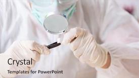  Presentation with lab - Amazing slide deck having criminologist working in the lab backdrop and a soft green colored foreground