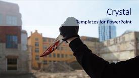  Presentation with murder blood - Amazing presentation design having crimnal - crime scene murder and killing backdrop and a sky blue colored foreground