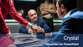  Presentation with aged - Cool new slide set with crimnal - middle-aged man thinking about his backdrop and a ocean colored foreground