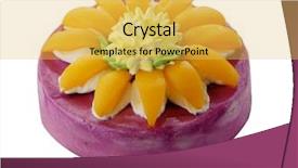  Presentation with banoffee pie cake on white - Colorful presentation enhanced with crimson cream - cake with peach isolated backdrop and a  colored foreground