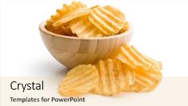  Presentation with potato - Audience pleasing theme consisting of crinkle cut potato chips isolated backdrop and a yellow colored foreground