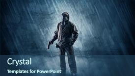  Presentation with men health work - Slide set featuring crippled man - big peril men in front background and a ocean colored foreground