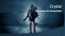  Presentation with wall - Colorful slide deck enhanced with crippled man - big peril men in front backdrop and a  colored foreground