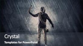  Presentation with wall - Amazing theme having crippled man - big peril men in front backdrop and a tawny brown colored foreground