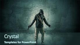  Presentation with 3d men - PPT theme consisting of crippled man - big peril men in front background and a  colored foreground