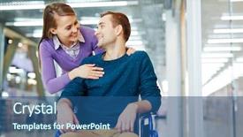  Presentation with mall - Amazing slide set having crippled man - portrait of smiling young woman backdrop and a ocean colored foreground