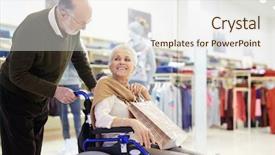 Presentation with caregiver - Theme having crippled man - senior caregiver taking his disabled background and a sky blue colored foreground