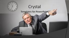  Presentation with crisis - Audience pleasing theme consisting of crisis clock - chief in a dismissal position backdrop and a light gray colored foreground