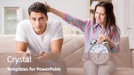  Presentation with computer games - PPT layouts consisting of crisis clock - young family suffering from computer background and a coral colored foreground