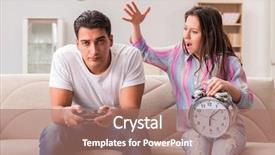  Presentation with addiction - Audience pleasing theme consisting of crisis clock - young family suffering from computer backdrop and a coral colored foreground