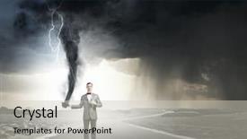  Presentation with flute - Colorful theme enhanced with crisis free - young businessman in suit backdrop and a  colored foreground