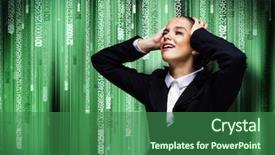  Presentation with hacker - Amazing PPT theme having crisis hacker - troubled crying businesswoman with hands backdrop and a  colored foreground