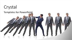  Presentation with domino - Beautiful theme featuring crisis intervention - businessman in domino effect business backdrop and a white colored foreground