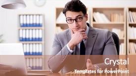  Presentation with crisis - Presentation theme featuring crisis intervention - businessman with dominoes background and a  colored foreground