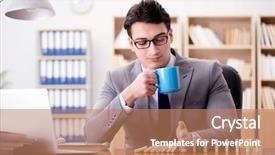  Presentation with customs office - Presentation with crisis intervention - businessman with dominoes background and a  colored foreground