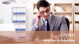  Presentation with office - Slides featuring crisis intervention - businessman with dominoes background and a  colored foreground