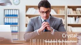  Presentation with office safety fatigue - Audience pleasing theme consisting of crisis intervention - businessman with dominoes backdrop and a  colored foreground