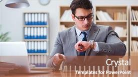  Presentation with office - Audience pleasing theme consisting of crisis intervention - businessman with dominoes backdrop and a  colored foreground