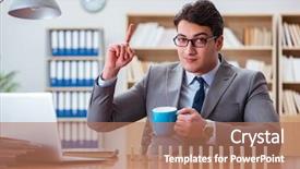  Presentation with plants in office - Cool new theme with crisis intervention - businessman with dominoes backdrop and a  colored foreground