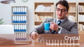  Presentation with office farewell - Beautiful presentation theme featuring crisis intervention - businessman with dominoes backdrop and a  colored foreground