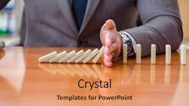  Presentation with office - PPT layouts enhanced with crisis intervention - businessman with dominoes background and a coral colored foreground