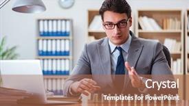  Presentation with office - Colorful slide set enhanced with crisis intervention - businessman with dominoes backdrop and a coral colored foreground
