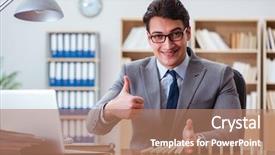  Presentation with office safety fatigue - Cool new PPT layouts with crisis intervention - businessman with dominoes backdrop and a coral colored foreground