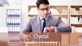  Presentation with office moves - Beautiful slide deck featuring crisis intervention - businessman with dominoes backdrop and a  colored foreground