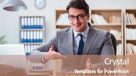  Presentation with office - Audience pleasing slide set consisting of crisis intervention - businessman with dominoes backdrop and a coral colored foreground