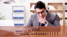  Presentation with customs office - PPT theme with crisis intervention - businessman with dominoes background and a red colored foreground