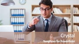  Presentation with office ergonomics - Slide deck featuring crisis intervention - businessman with dominoes background and a  colored foreground