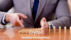  Presentation with flouride treatmnt in the dental office - Presentation consisting of crisis leadership - businessman with dominoes background and a coral colored foreground