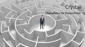  Presentation with businessman standing on maze - Colorful PPT layouts enhanced with crisis leadership - young businessman standing backdrop and a light gray colored foreground