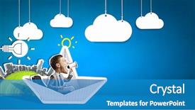  Presentation with paper boat children play - Audience pleasing presentation design consisting of crisis on a paper boat backdrop and a  colored foreground