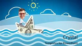  Presentation with crisis - PPT theme consisting of crisis on a paper boat background and a light blue colored foreground