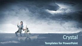  Presentation with boat - Audience pleasing theme consisting of crisis on a paper boat backdrop and a ocean colored foreground