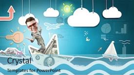  Presentation with crisis - Slides consisting of crisis on a paper boat background and a light blue colored foreground