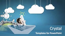  Presentation with closeup of a paper boat - PPT theme having crisis on a paper boat background and a  colored foreground