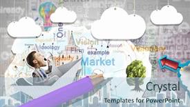  Presentation with closeup of a paper boat - PPT theme having crisis on a paper boat background and a  colored foreground