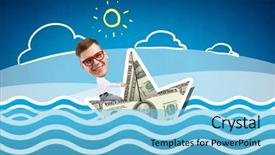  Presentation with lost - Slide set with crisis on paper boat background and a  colored foreground