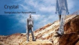  Presentation with crisis - Presentation design enhanced with crisis-on-the-mauntain-under background and a teal colored foreground