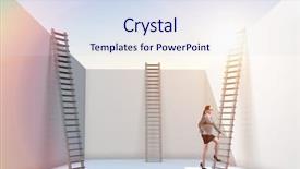  Presentation with climbing - Audience pleasing PPT theme consisting of ladder to escape from problem backdrop and a sky blue colored foreground