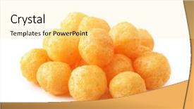  Presentation with ball bearing on a white - Presentation theme with crisp - cheese puff balls isolated background and a blonde colored foreground