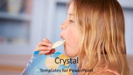  Presentation with crisp - Amazing presentation theme having crisp - young girl sitting at table backdrop and a coral colored foreground